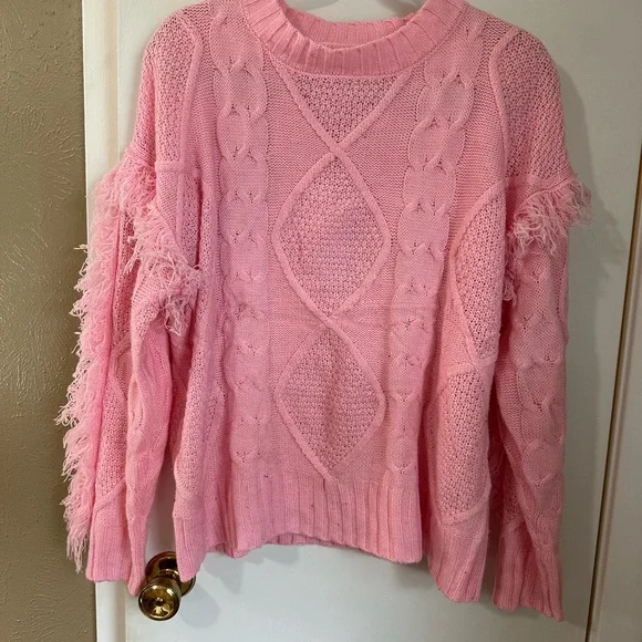 3/$25. Pink fringe sweater - Picture 4 of 4